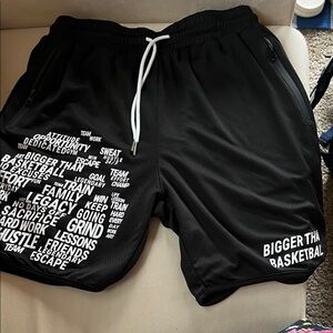 Men's Black Graphic Basketball Shorts-Medium